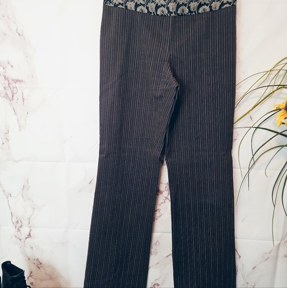 Antonio Marras Italian Pinstripe Wide Leg Pants Silk Waistband IT 44 (US 8) - Picture 3 of 6